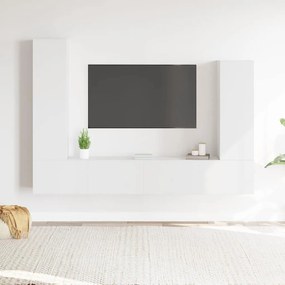 vidaXL Σετ Επίπλου Τηλεόρασης 4 Τεμαχίων Λευκό από Επεξεργασμένο Ξύλο