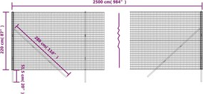 vidaXL Συρματόπλεγμα Περίφραξης Ανθρακί 2,2x25 μ. Γαλβανισμένο Ατσάλι