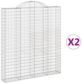 vidaXL Συρματοκιβώτια Τοξωτά 2 τεμ. 200x30x220/240 εκ. Γαλβαν. Ατσάλι