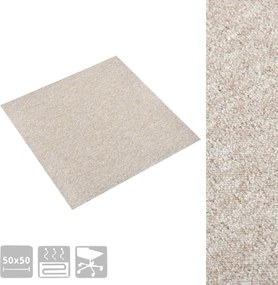 vidaXL Χαλί 20 τμχ. Ανοιχτό μπεζ. 50 x 50 cm 100% Πολυπροπυλένιο