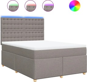 vidaXL Κρεβάτι Boxspring με Στρώμα Taupe 160x200 εκ. Υφασμάτινο