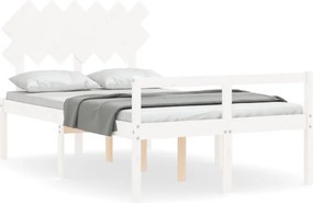 vidaXL Κρεβάτι Ηλικιωμένου με Κεφαλάρι Λευκό Μασίφ Ξύλο Double