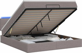 vidaXL Κρεβάτι Ottoman με Στρώμα και LED Taupe 140 x 190 cm Ύφασμα