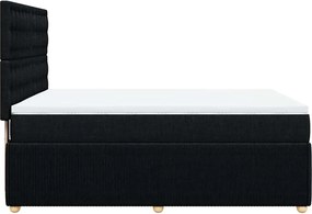 vidaXL Κρεβάτι Boxspring με Στρώμα Μαύρο 140x190 εκ. Υφασμάτινο