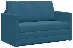 vidaXL Καναπές Δαπέδου Κρεβάτι 2-σε-1 Μπλε 124x204x61 cm Βελούδο