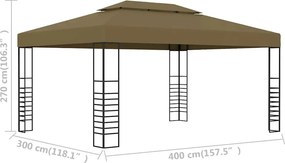 vidaXL Κιόσκι Taupe 3 x 4 μ. 180 γρ/μ²