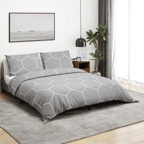 VidaXL Σετ Παπλωματοθήκης Γκρι και Λευκό 200x220 εκ. Βαμβακερό