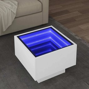 vidaXL Τραπέζι Βοηθητικό με LED Λευκό 40x40x30 εκ. Επεξεργασμένο Ξύλο