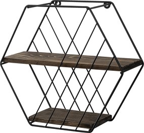Ράφι Τοίχου Μαύρο / Σκούρα Καρυδιά RISES 44x15x40