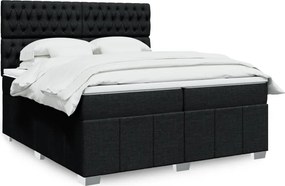 vidaXL Κρεβάτι Boxspring με Στρώμα Μαύρο 200x200 εκ. Υφασμάτινο