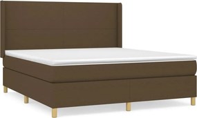 vidaXL Κρεβάτι Boxspring με Στρώμα Σκούρο Καφέ 180x200 εκ Υφασμάτινο
