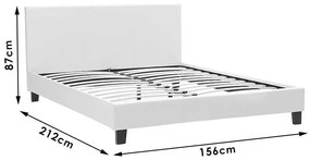 Κρεβάτι Nevil pakoworld διπλό 150x200 PU χρώμα λευκό ματ - Τεχνόδερμα - 006-000001
