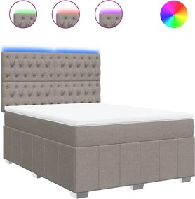 vidaXL Κρεβάτι Boxspring με Στρώμα Taupe 140x200 εκ. Υφασμάτινο