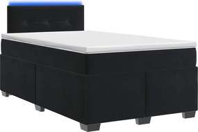 vidaXL Κρεβάτι Box Spring με Στρώμα και LED Μαύρο 120 x 190 cm Βελούδο