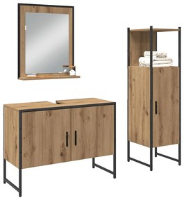 vidaXL Σετ Επίπλων Μπάνιου με αποθήκευση 3 pcs Καφέ 33 x 33 x 102.5 εκ