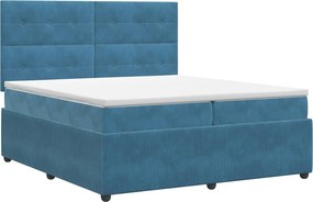 vidaXL Κρεβάτι box spring με στρώμα Μπλε 200 x 200 cm Βελούδο