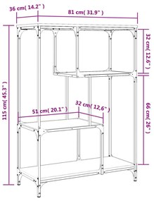 Βιβλιοθήκη Sonoma Δρυς 81 x 36 x 115 εκ. Επεξεργ. Ξύλο / Ατσάλι - Καφέ