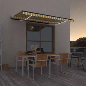 vidaXL Αναδιπλούμενη τέντα Κίτρινο και Λευκό 450 x 300 εκ Πολυεστέρας