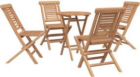 vidaXL Σετ Κήπου 5 τμχ. Καφέ 60 x 60 x 75 cm Συμπαγές ξύλο teak