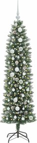 vidaXL Τεχνητό Λεπτό Χριστουγεννιάτικο Δέντρο Πράσινο και Λευκό 150 cm