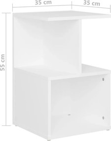 vidaXL Κομοδίνα 2 τεμ. Λευκά 35 x 35 x 55 εκ. από Επεξ. Ξύλο