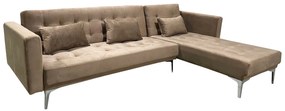 Καναπές Κρεβάτι Γωνιακός ArteLibre ARION Καφέ Ύφασμα 244x162x84cm