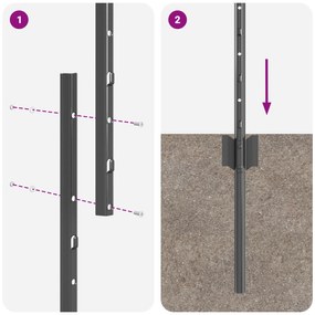 vidaXL Στηρίγματα Φράχτη 44 τεμ U-Channel Γκρι 140 cm Χάλυβας
