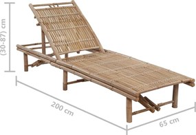 vidaXL Ξαπλώστρα Κήπου από Μπαμπού με Μαξιλάρι