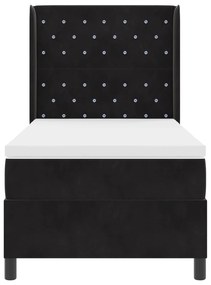 vidaXL Κρεβάτι Box Spring με Στρώμα  Μαύρο 90x190 εκ. Βελούδο