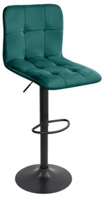 Σκαμπό μπαρ Carmelo Megapap με ρυθμιζόμενο ύψος βελούδο κυπαρισσί - βάση μαύρο ματ 45x42x90/113εκ.