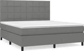 vidaXL Κρεβάτι Boxspring με Στρώμα Σκούρο Γκρι 180x200 εκ Υφασμάτιν