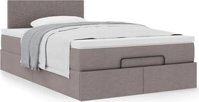 vidaXL Οθωμανικό κρεβάτι με στρώμα Taupe 120x200cm ύφασμα