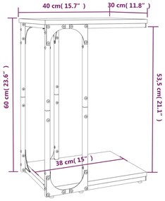 Βοηθητικό Τραπέζι Sonoma Δρυς 40x30x60 εκ. Επεξεργασμένο Ξύλο - Καφέ