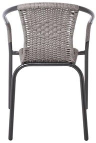BALENO Πολυθρόνα Μέταλλο Βαφή Ανθρακί, Wicker Mixed Grey