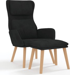 vidaXL Πολυθρόνα Relax Μαύρη Βελούδινη με Σκαμπό