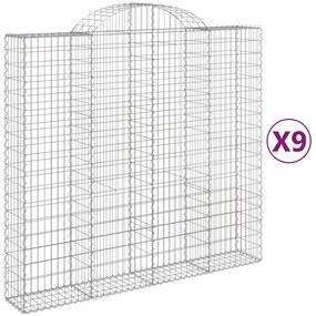 vidaXL Συρματοκιβώτια Τοξωτά 9 τεμ. 200x50x180/200 εκ. Γαλβαν. Ατσάλι