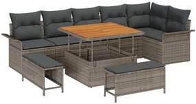 vidaXL Σετ Καναπέ Κήπου 9 pcs Γκρι συνθετικό ρατάν