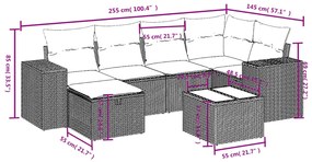 vidaXL Σετ Καναπέ Κήπου 7 τεμ. Μικτό Μπεζ Συνθετικό Ρατάν & Μαξιλάρια