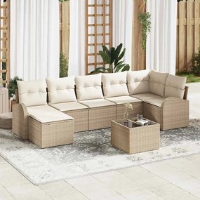 vidaXL Σετ Καναπέ Κήπου 8 pcs Μπεζ Πολυ ράταν