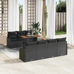 vidaXL Σετ Καναπέ Κήπου με μαξιλάρι 8 pcs Μαύρο