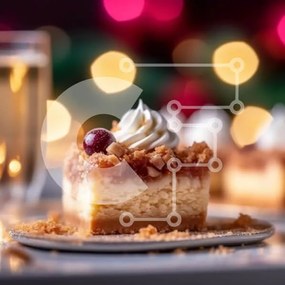 Intra Συλλεκτικό Ξύλινο Παζλ Plywood  4mm - Νόστιμη φέτα cheesecake με κάλυμμα Cranberry σε ένα πιάτο Σε Ξύλινο Κουτί - Διαστάσεις: 10x10 cm – 25 κομμάτια