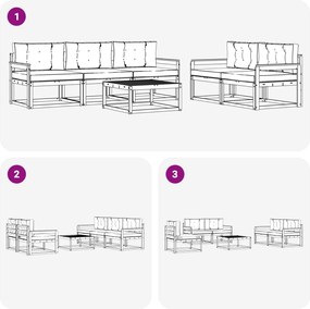 vidaXL Σειρά Καναπέ Εξωτερικού με μαξιλάρι 6 pcs Λευκό και Μπεζ