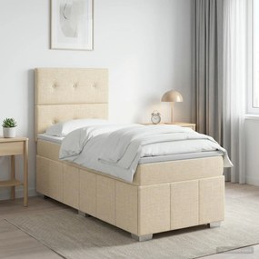 vidaXL Κρεβάτι box spring με στρώμα Κρεμ 100 x 200 cm Ύφασμα