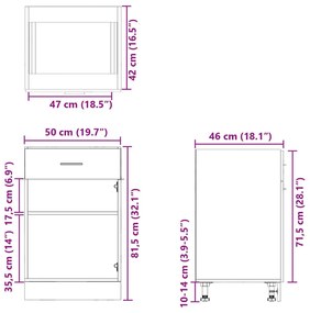 Ντουλάπι με Συρτάρι Sonoma Δρυς 50x46x81,5 εκ. Επεξ. Ξύλο - Καφέ