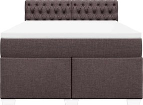vidaXL Κρεβάτι Boxspring με Στρώμα Σκούρο Καφέ 140x190 εκ. Υφασμάτινο