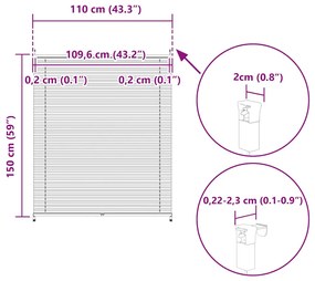 Πλισέ ρόλερ σκίασης 110x150cm Λευκό 240615