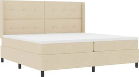 vidaXL LED Κρεβάτι με βάθρο με στρώμα Κρεμ 200 x 200 cm ύφασμα