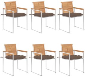 vidaXL Καρέκλες Κήπου 6 τεμ. από Μασίφ Ξύλο Teak με Μαξιλάρια