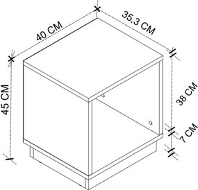 Κομοδίνο Gino Megapap χρώμα sapphire oak 40x35,3x45εκ.