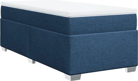 vidaXL Κρεβάτι Boxspring με Στρώμα Μπλε 90x190 εκ.Υφασμάτινο